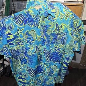 Vibrant Blue and Yellow Tropical Shirt